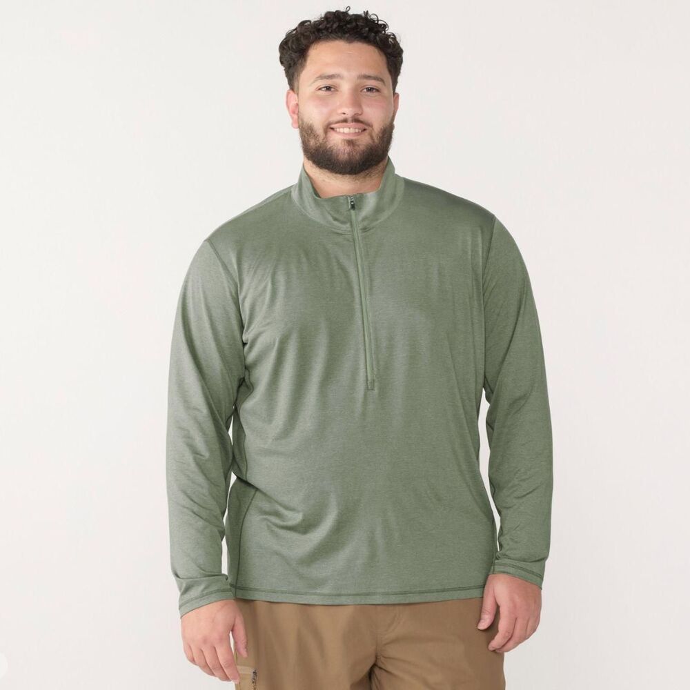 REI Co-op Men's Athletic Lightweight Half-Zip Base Layer Top in Green - Size XL